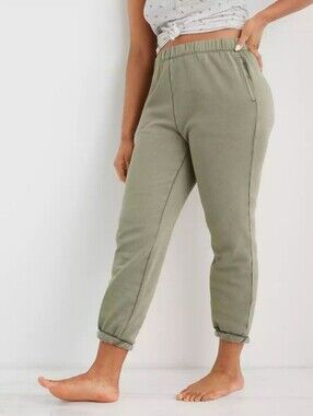 Aerie Fleece Of Mind Olive Green High Rise Jogger Sweatpants